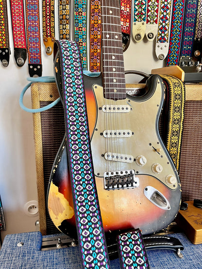 Purple 'Bullseye' Guitar/Bass Hippie Strap
