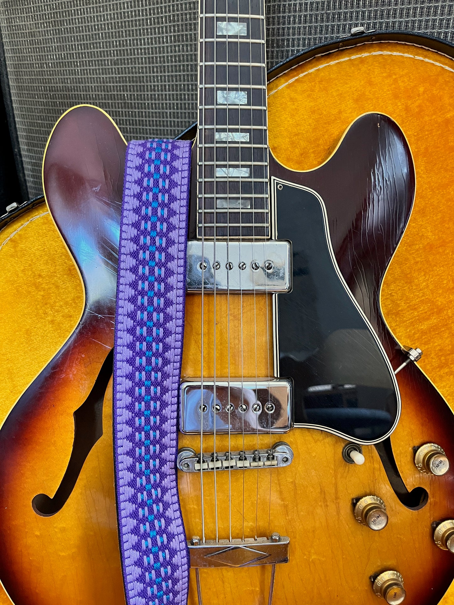 Purple 'Hooty' Guitar/Bass Hippie Strap