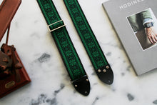 Load image into Gallery viewer, Green &#39;Poinsettia&#39; Guitar/Bass Hippie Strap
