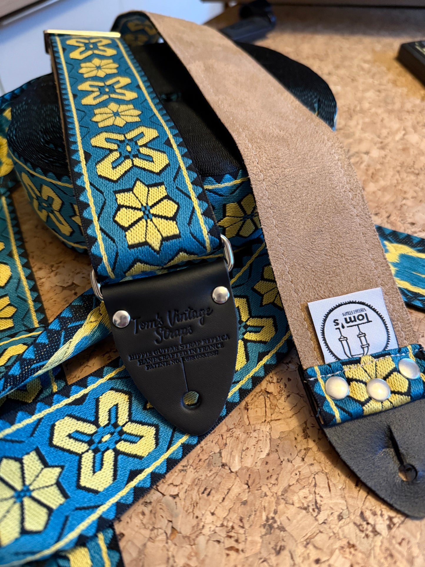Turquoise 'Greenwich' Guitar/Bass Hippie Strap
