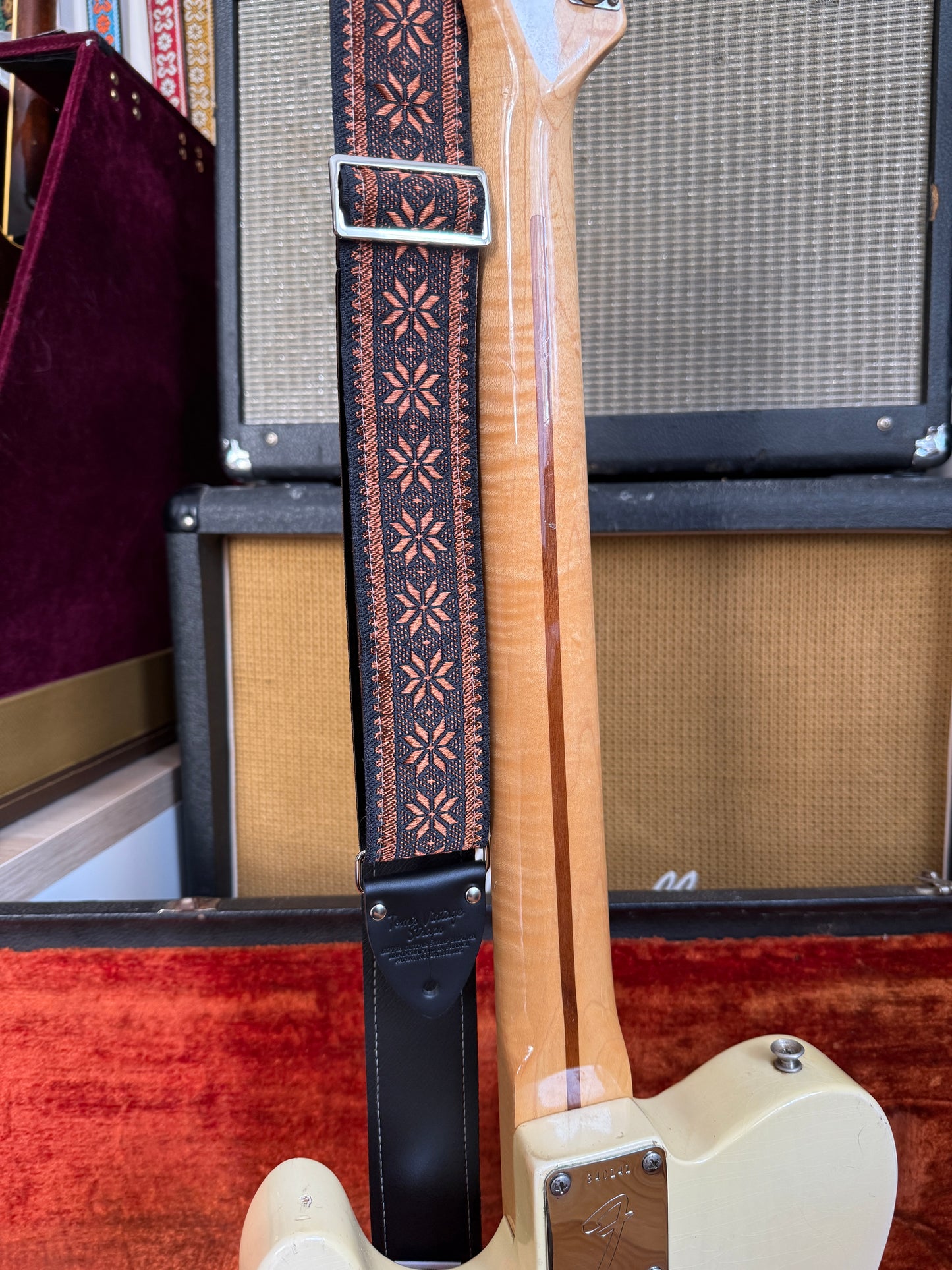 Bronze 'Poinsettia' Guitar/Bass Hippie Strap