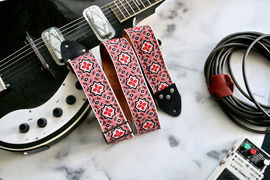 Red 'Octastar' Guitar/Bass Hippie Strap