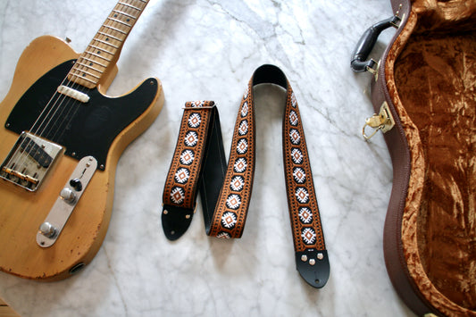 Brown 'Pillars' Guitar/Bass Hippie Strap