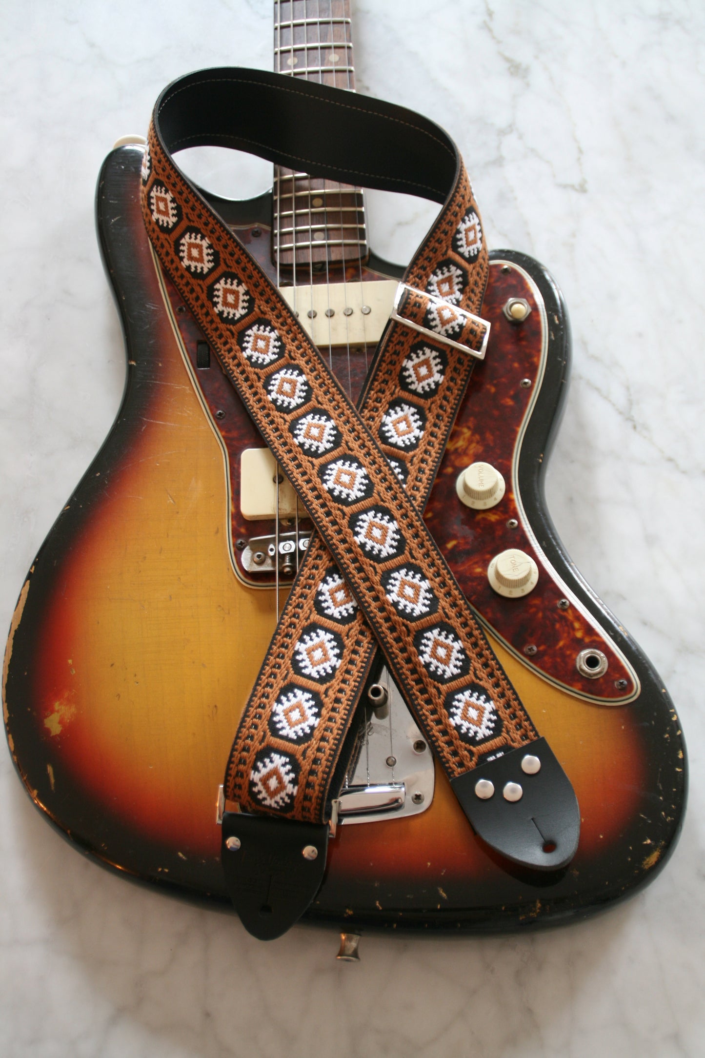 Brown 'Pillars' Guitar/Bass Hippie Strap