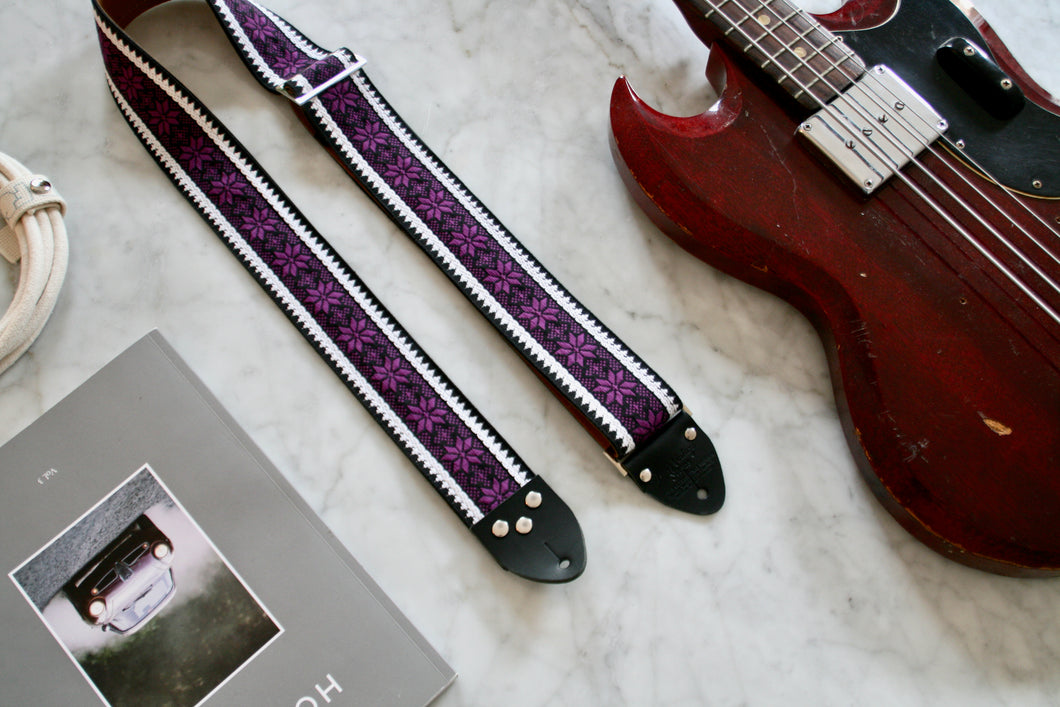 Purple 'Poinsettia' Guitar/Bass Hippie Strap