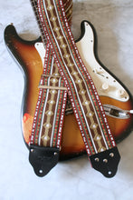Load image into Gallery viewer, Custom wide 3&quot; Brown &#39;Diamonds&#39; Guitar/Bass Hippie Strap
