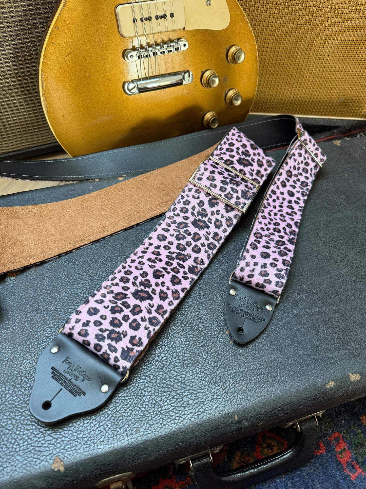 Custom wide 3" Pink 'Leopard' Guitar/Bass Hippie Strap
