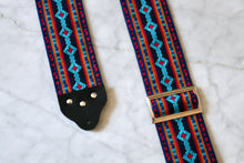 Load image into Gallery viewer, Custom wide 3&quot; Purple &#39;Diamonds&#39; Guitar/Bass Hippie Strap
