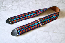 Load image into Gallery viewer, Custom wide 3&quot; Purple &#39;Diamonds&#39; Guitar/Bass Hippie Strap

