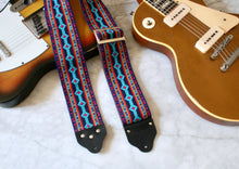 Load image into Gallery viewer, Custom wide 3&quot; Purple &#39;Diamonds&#39; Guitar/Bass Hippie Strap
