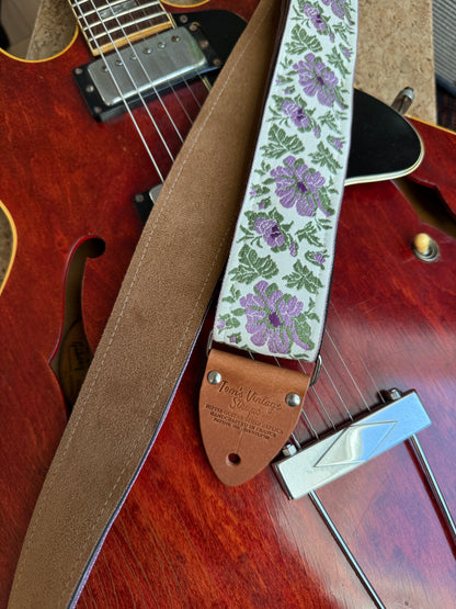 Mauve 'Flowers' Guitar/Bass Hippie Strap