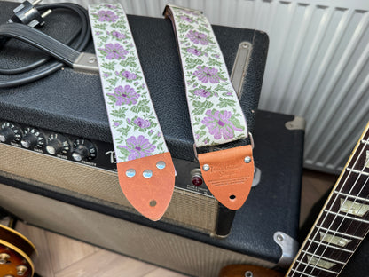 Mauve 'Flowers' Guitar/Bass Hippie Strap