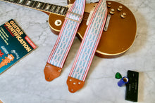 Load image into Gallery viewer, Custom wide 3&quot; White &#39;Diamonds&#39; Guitar/Bass Hippie Strap
