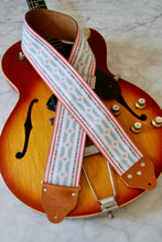 Load image into Gallery viewer, Custom wide 3&quot; White &#39;Diamonds&#39; Guitar/Bass Hippie Strap
