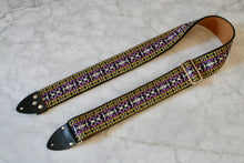 Load image into Gallery viewer, Purple &#39;Clover&#39; Guitar/Bass Hippie Strap
