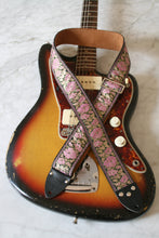 Load image into Gallery viewer, Pink &#39;Roses&#39; Guitar/Bass Hippie Strap
