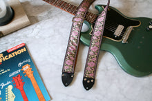 Load image into Gallery viewer, Pink &#39;Roses&#39; Guitar/Bass Hippie Strap
