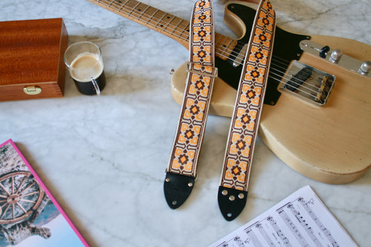 Beige 'Fillmore' Guitar/Bass Hippie Strap
