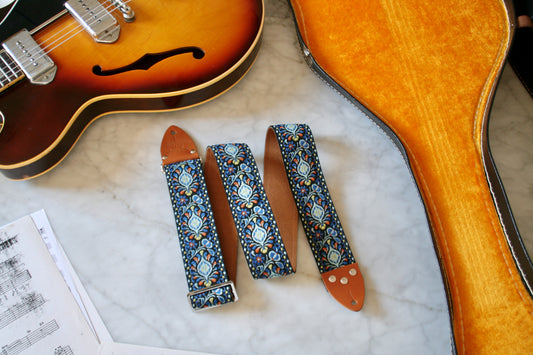 Indigo 'Peacock' Guitar/Bass Hippie Strap