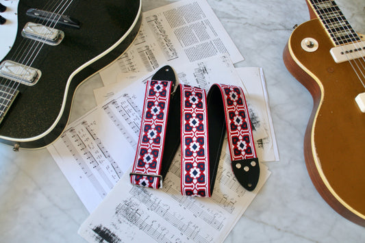 Cardinal Red 'Fillmore' Guitar/Bass Hippie Strap