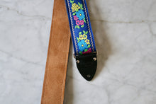 Load image into Gallery viewer, Blue &#39;Dahlia&#39; Guitar/Bass Hippie Strap
