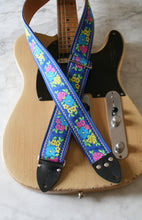Load image into Gallery viewer, Blue &#39;Dahlia&#39; Guitar/Bass Hippie Strap
