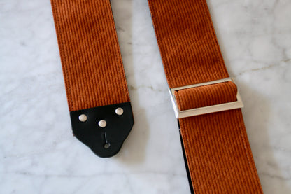 Custom wide 3" Brown 'Corduroy' Guitar/Bass Hippie Strap