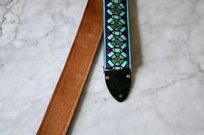 Turquoise 'Stained Glass' Guitar/Bass Hippie Strap
