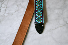 Load image into Gallery viewer, Turquoise &#39;Stained Glass&#39; Guitar/Bass Hippie Strap
