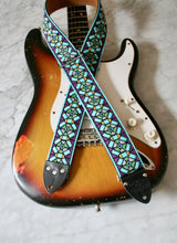 Load image into Gallery viewer, Turquoise &#39;Stained Glass&#39; Guitar/Bass Hippie Strap
