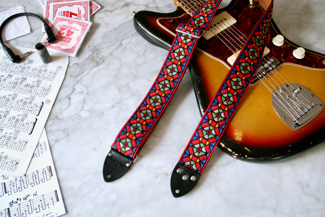 Ruby 'Stained Glass' Guitar/Bass Hippie Strap