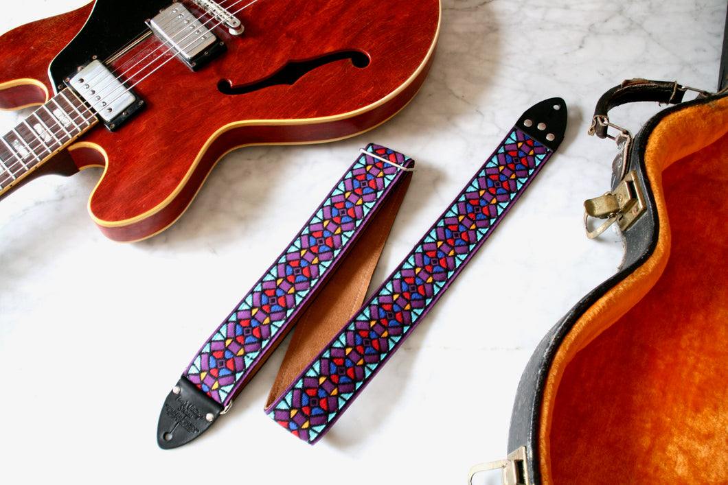 Purple 'Stained Glass' Guitar/Bass Hippie Strap