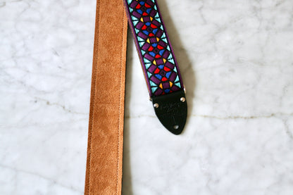 Purple 'Stained Glass' Guitar/Bass Hippie Strap
