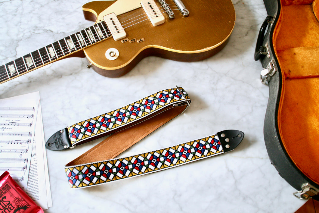 Yellow 'Stained Glass' Guitar/Bass Hippie Strap