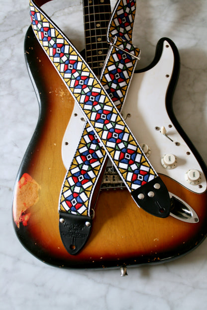 Yellow 'Stained Glass' Guitar/Bass Hippie Strap