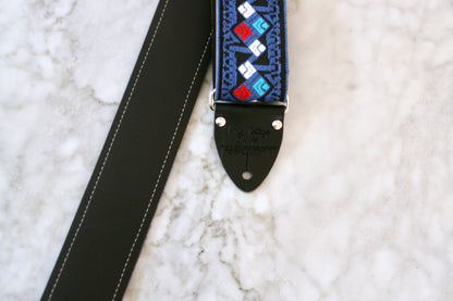 Blue 'Diamonds' Guitar/Bass Hippie Strap