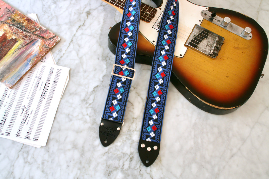 Blue 'Diamonds' Guitar/Bass Hippie Strap