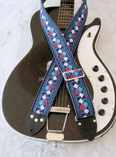 Load image into Gallery viewer, Blue &#39;Diamonds&#39; Guitar/Bass Hippie Strap
