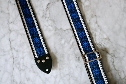 Indigo 'Poinsettia' Guitar/Bass Hippie Strap
