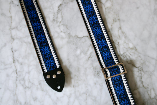 Indigo 'Poinsettia' Guitar/Bass Hippie Strap