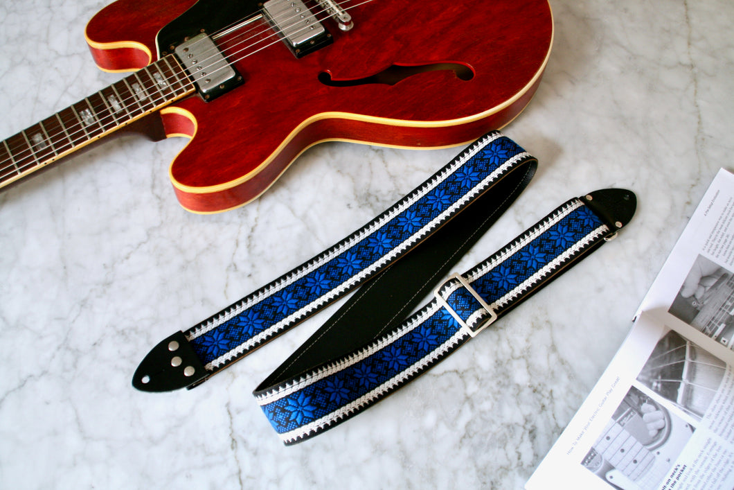 Indigo 'Poinsettia' Guitar/Bass Hippie Strap