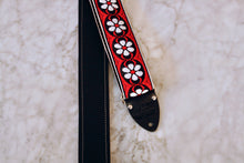 Load image into Gallery viewer, Red &#39;Daisy&#39; Guitar/Bass Hippie Strap
