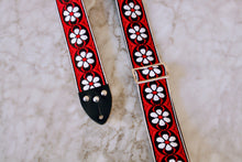 Load image into Gallery viewer, Red &#39;Daisy&#39; Guitar/Bass Hippie Strap
