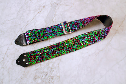Custom wide 3" Chameleon 'Sequin' Guitar/Bass Hippie Strap