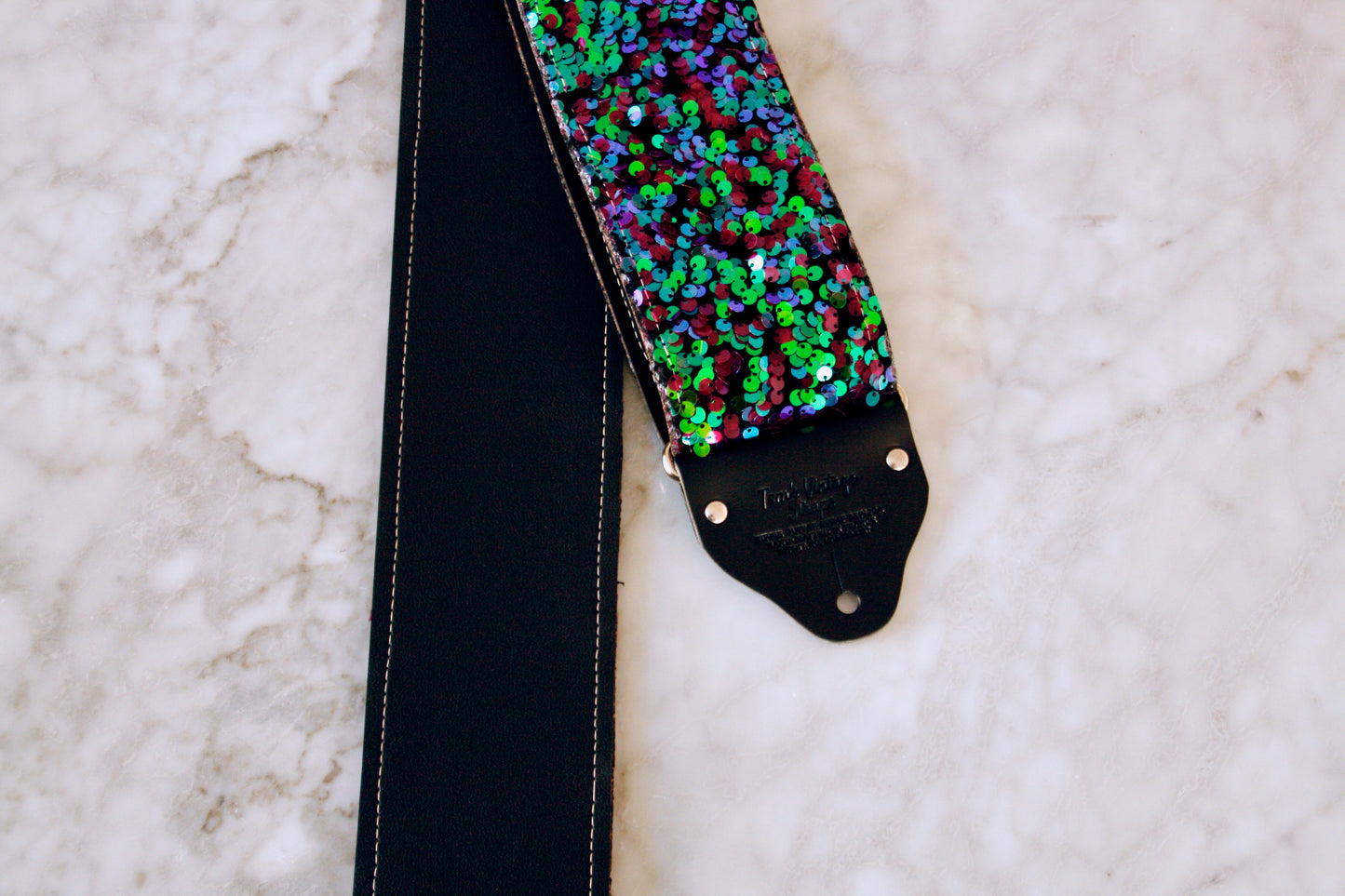 Custom wide 3" Chameleon 'Sequin' Guitar/Bass Hippie Strap