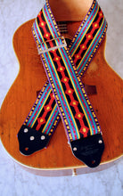 Load image into Gallery viewer, Custom wide 3&quot; Rust &#39;Diamonds&#39; Guitar/Bass Hippie Strap
