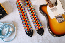 Load image into Gallery viewer, Custom wide 3&quot; Rust &#39;Diamonds&#39; Guitar/Bass Hippie Strap
