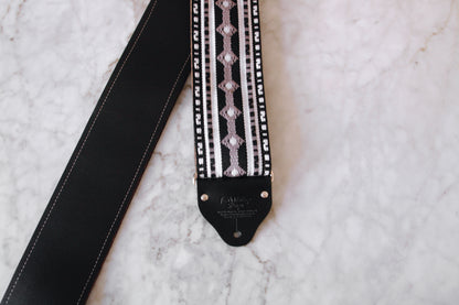 Custom wide 3" Black 'Diamonds' Guitar/Bass Hippie Strap