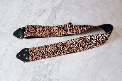 Custom wide 3" Gold 'Sequin' Guitar/Bass Hippie Strap
