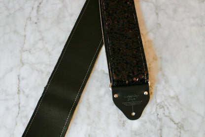 Custom wide 3" Black 'Sequin' Guitar/Bass Hippie Strap